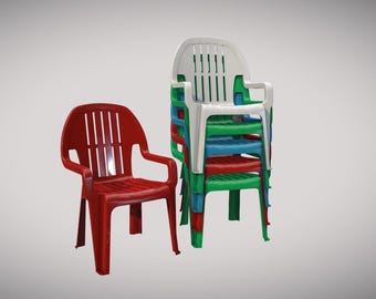 Stackable Plastic Lawn Chairs - STL & GLB Digital Files for 3D Printing  Mini Office Print