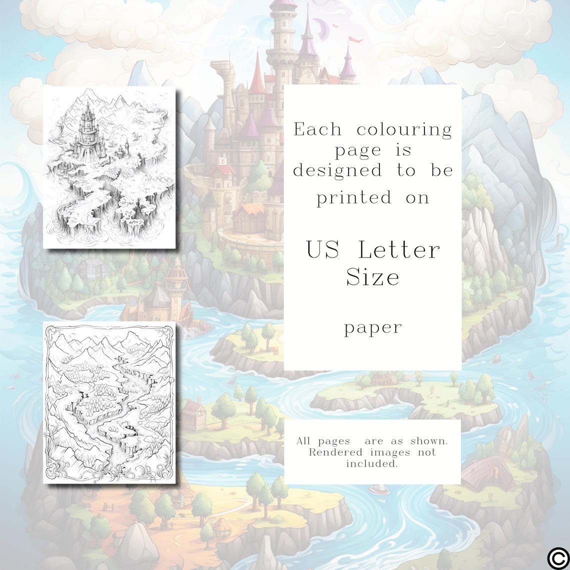 Fictional Map Colorable 20 Fantasy Maps Coloring Pages: Fairytale Worlds (printable PDF) - Etsy