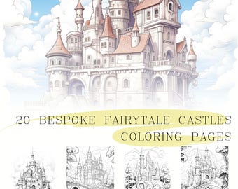 20 Fairytale Castle Coloring Pages, Fantasy Art (Printable PDF)