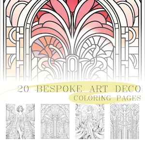 20 Art Deco-målarbilder: Detaljerade gråskalemönster (utskrivbar PDF)
