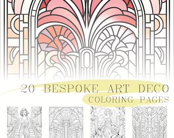 20 Art Deco Coloring Pages: Detailed Greyscale Designs (Printable PDF)