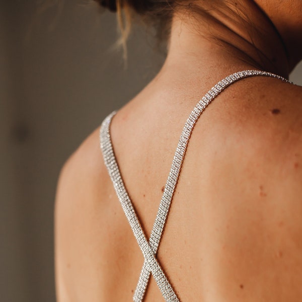 Rhinestone bra straps shoulder dress straps crystals 3 or 4 rows