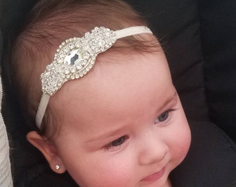 Rhinestone Baby Headbands, Couture Baby Headband, Infant Headband, Toddler Headband, Girl Headband, baby baptism