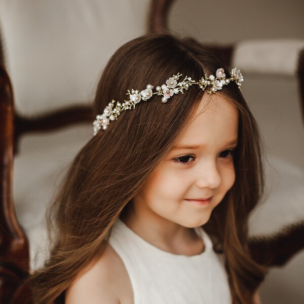 Wedding flower girl communion headband communion headpiece Girls Communion Baptism Christening Vintage Inspired Wedding