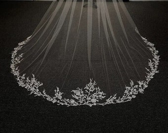 ivory bridal wedding veil 78 inches with lace edge cathedral