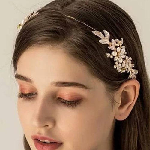 Wire Tiara, Crystal Hair Wreath, Hair Vine Leaf, Wire Wedding Tiara