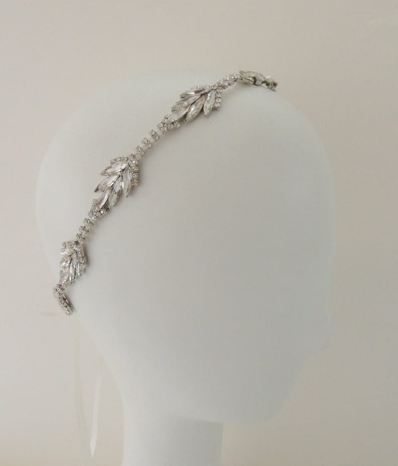 Zara Rhinestone Headband Diamond Leaves Headwrap Wedding Etsy