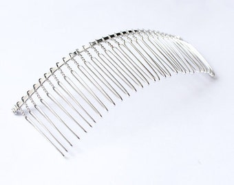 Wedding veil comb DIY twisted wire metal comb silver tone