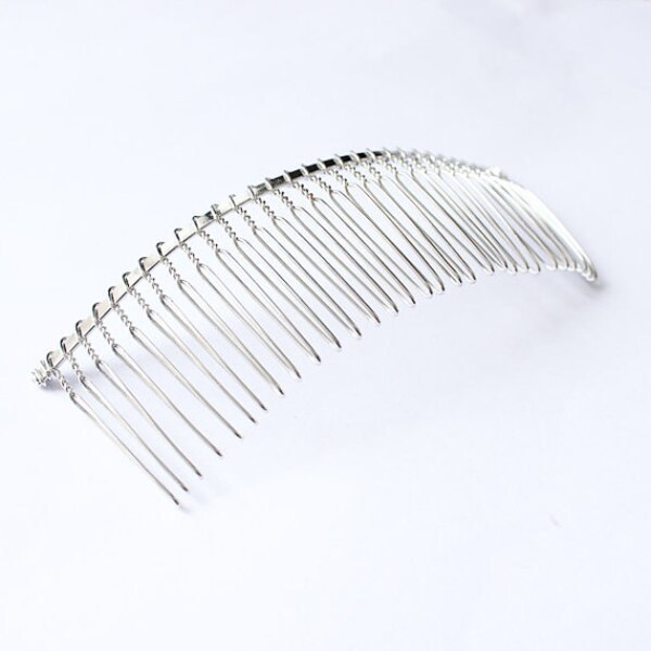 Wedding veil comb DIY twisted wire metal comb silver tone