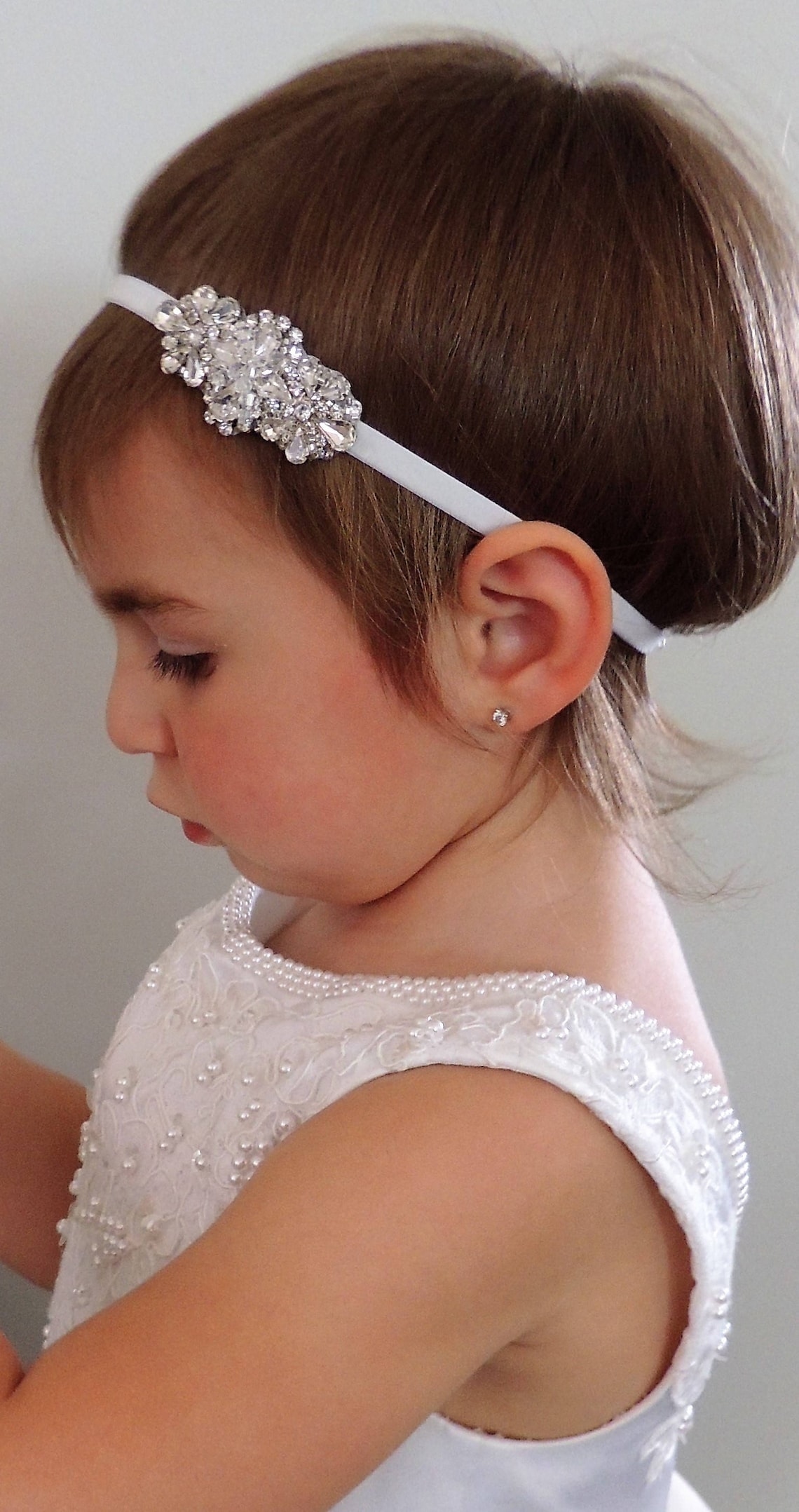 Baby girl christening headpiece flower girl headband baby Etsy