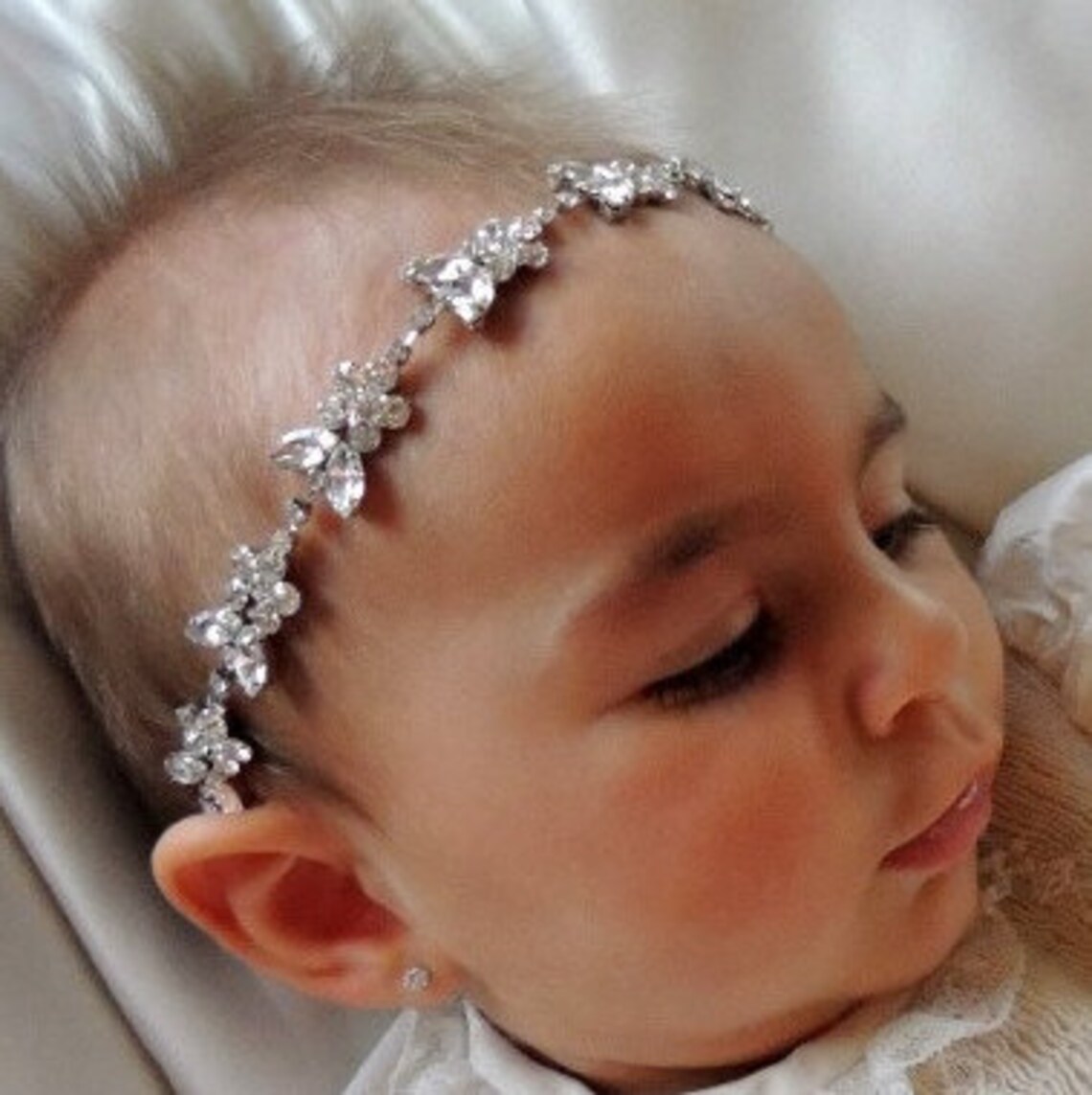 Baby Girl Christening Headpiece Flower Girl Headband Baby Etsy