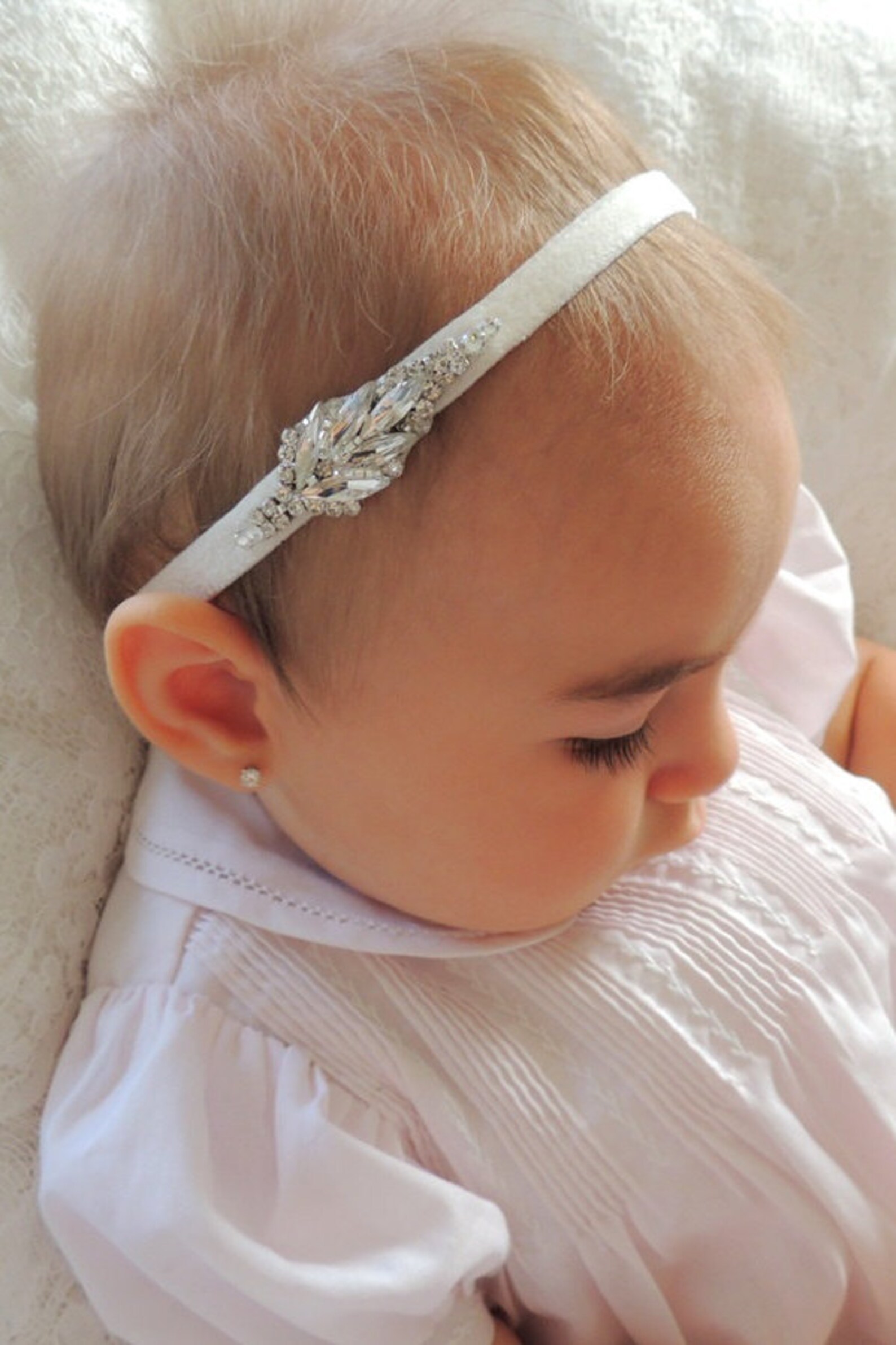 Baby Girl Christening Headpiece Flower Girl Headband Baby Etsy
