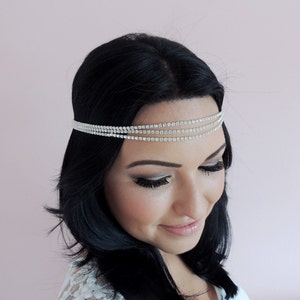 Halo Bohemian Goddess Rhinestone Jeweled Headband Head Piece Forehead Headdress Head Chain