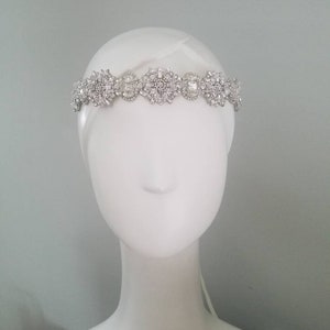 Ada Wedding bridal headpiece crystal headband headpiece satin ribbon vintage inspired art deco style image 9