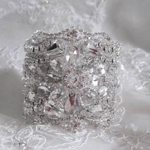 Bridal cuff bracelet, wedding bracelet, wedding jewelry, antique silver, vintage style bracelet, Swarovski crystals, Dramatic, wide bracelet image 3
