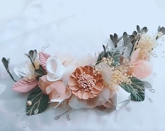 Crystal bridal wedding headpiece, bridal headpiece, fresh flowers, wedding hair piece, bridal headband, colored flowers comb hair