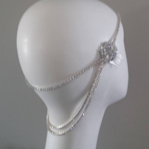 Wedding Hair Accessories, shops Bridal Headpiece, Swarovski Crystal Halo, Vintage Style Hair Bandeau, Forehead Hair Accessory