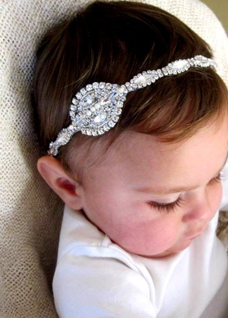Baby Girl Christening Headpiece Flower Girl Headband Baby Etsy