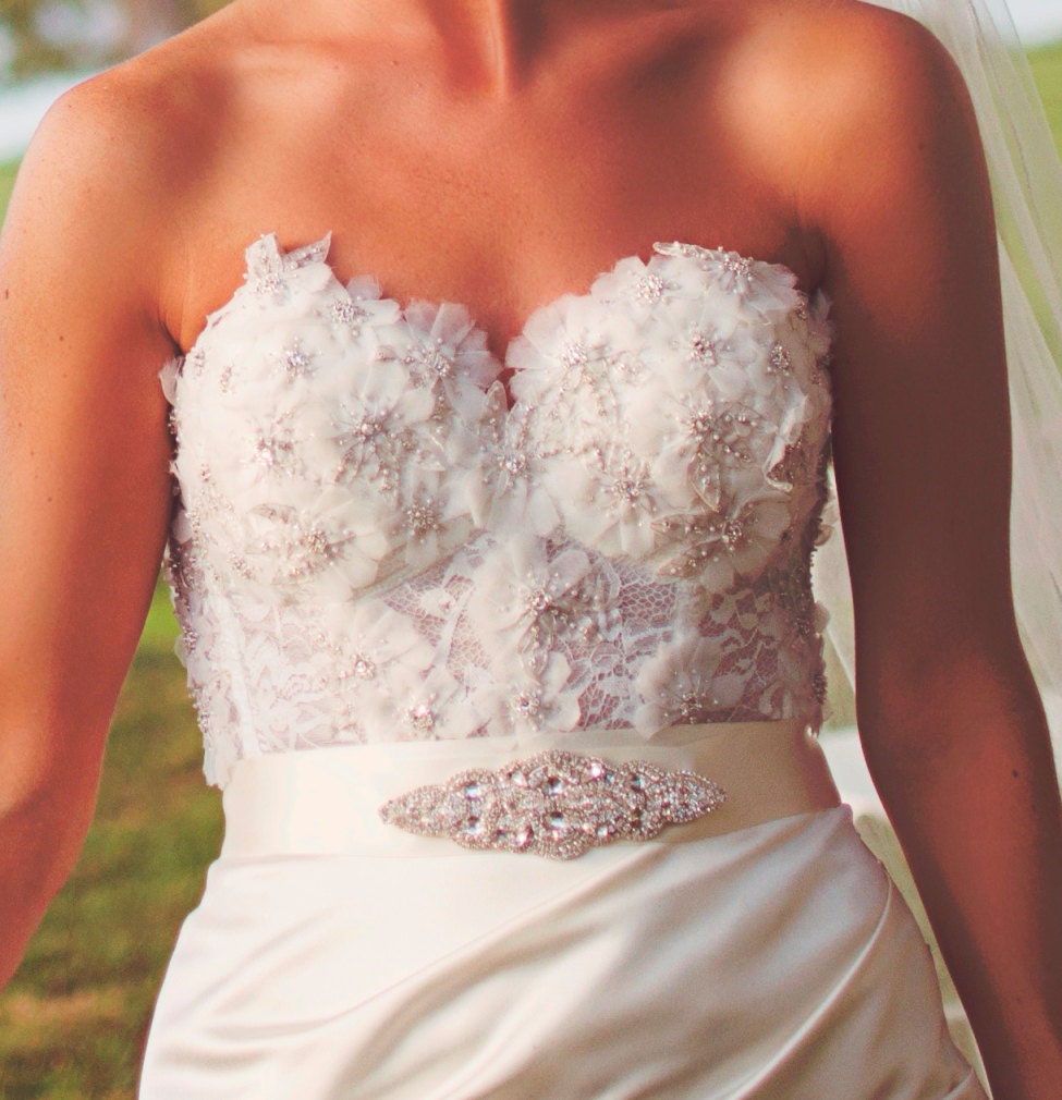 Wedding Dress Beaded Jeweled Crystal Belt Sash 