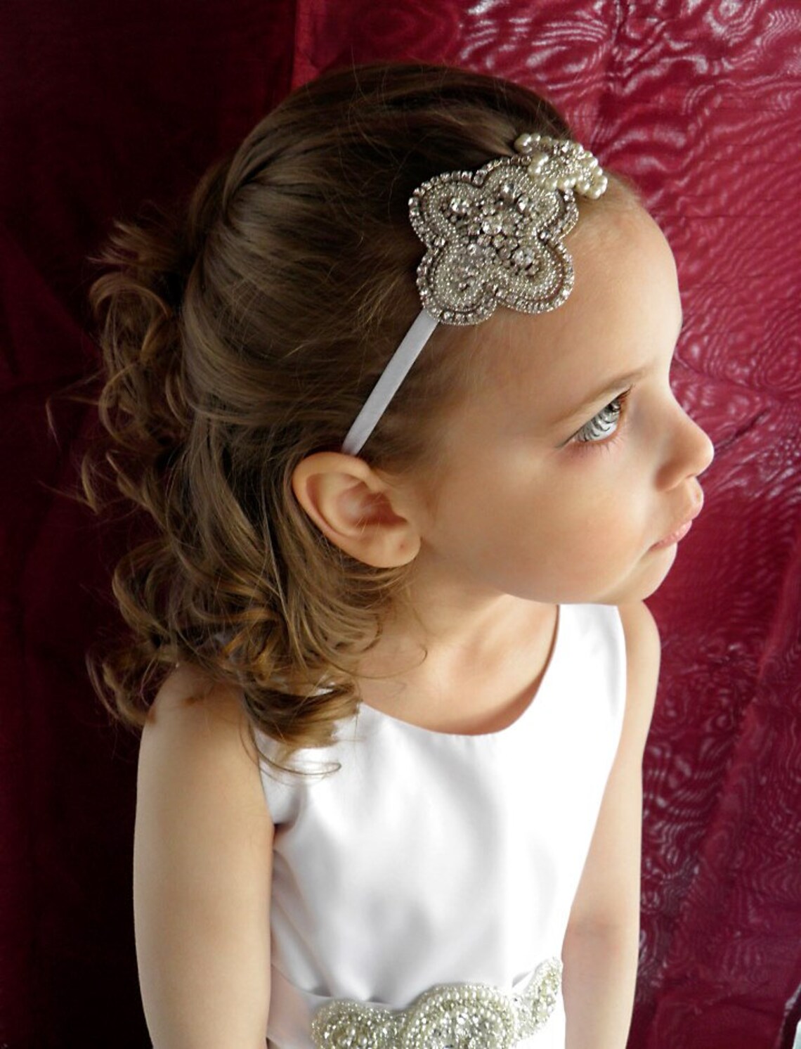 Flower Girl Beaded Headband Baby Headband Baptism Headband Etsy