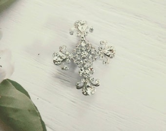 Vintage Inspired Crystal Brooch Rhinestone pin brooch man suit boy communion