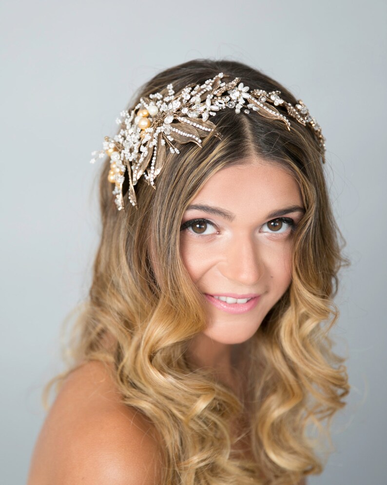 Copper Wire Tiara Crystal Hair Wreath Hair Vine Leaf Wire Etsy