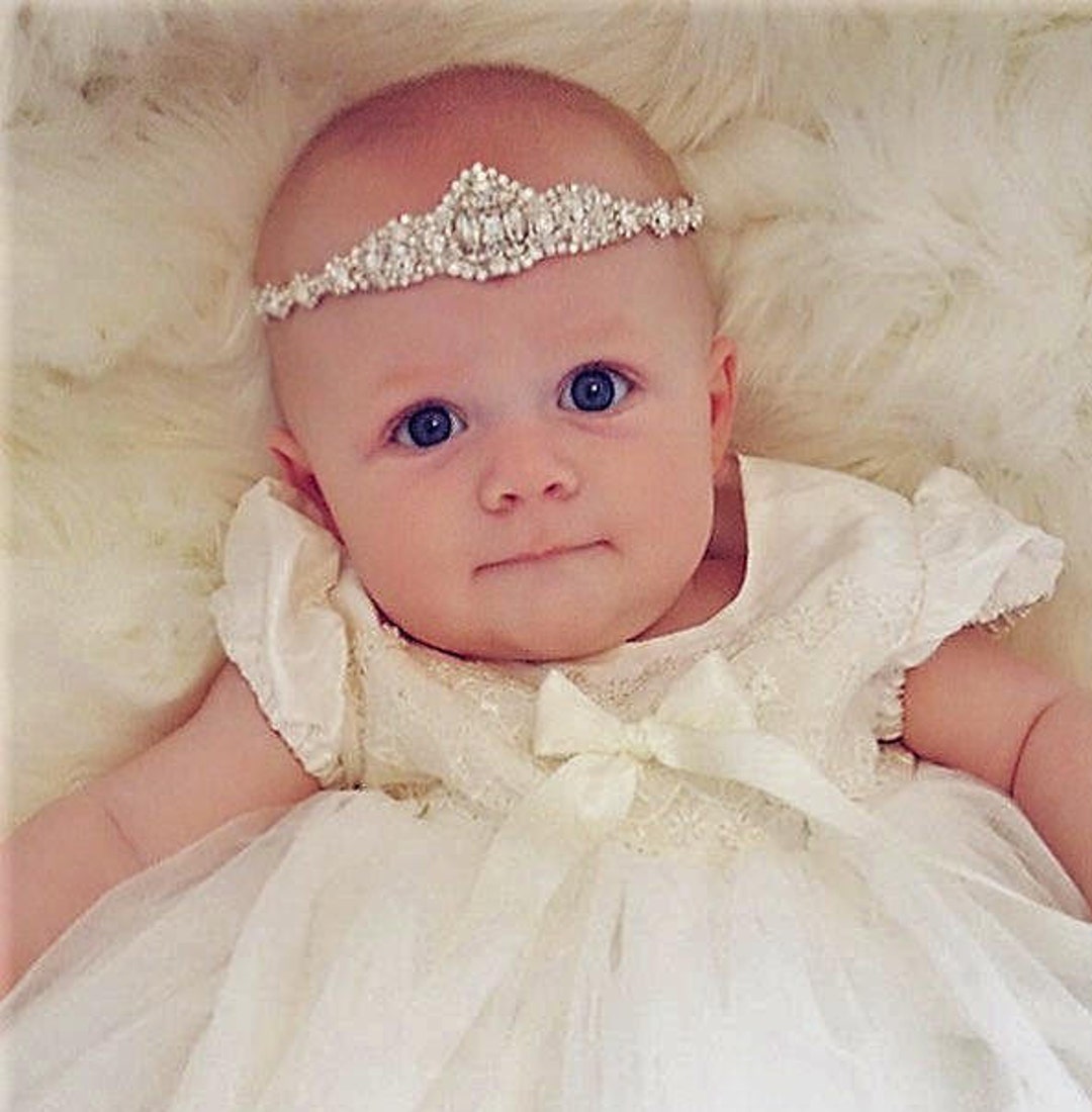 Baby Girl Christening Headpiece Flower Girl Headband Baby Etsy