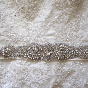 Wedding bridal dress gown beaded jeweled crystal belt embellishment image 4