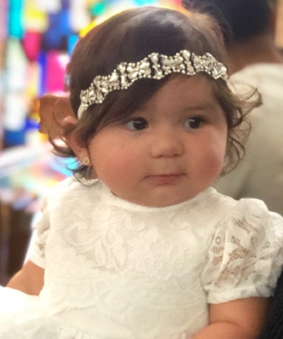 Tocado de bautizo de niña diadema de niña de flores diadema - Etsy México Tocado de bautizo de niña diadema de niña de flores diadema - Etsy México