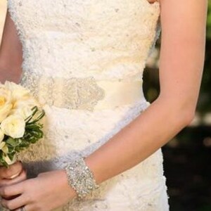 Wedding bridal dress gown pearls beaded jeweled crystal belt embellishment pearls image 6