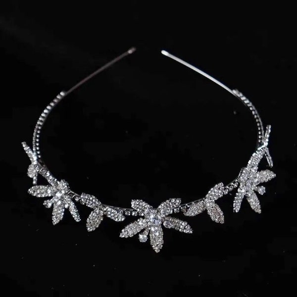 Silver Bridal Grecian Goddess Headpiece Vintage Inspired Crown stars  Wedding flowers