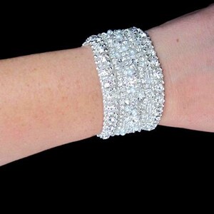 Wedding Bridal Crystal Bracelet Cuff Bangle image 3