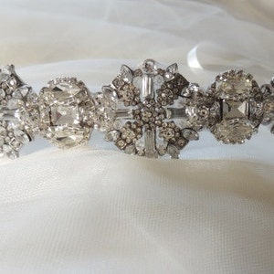 Ada Wedding bridal headpiece crystal headband headpiece satin ribbon vintage inspired art deco style image 8