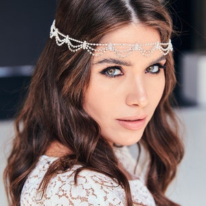 Lyn Boho Bohemian Goddess Vintage Jeweled Gatsby wedding Headband Head Piece Forehead Headdress image 5