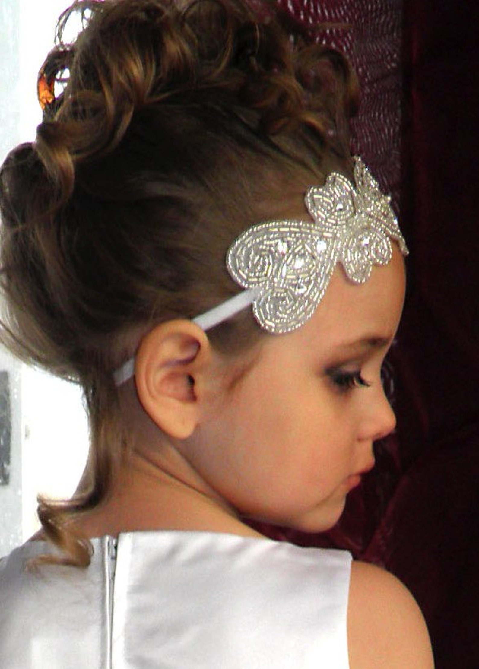 Baby Girl Christening Headpiece Flower Girl Headband Baby Etsy