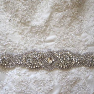 Wedding bridal dress gown beaded jeweled crystal belt embellishment image 5