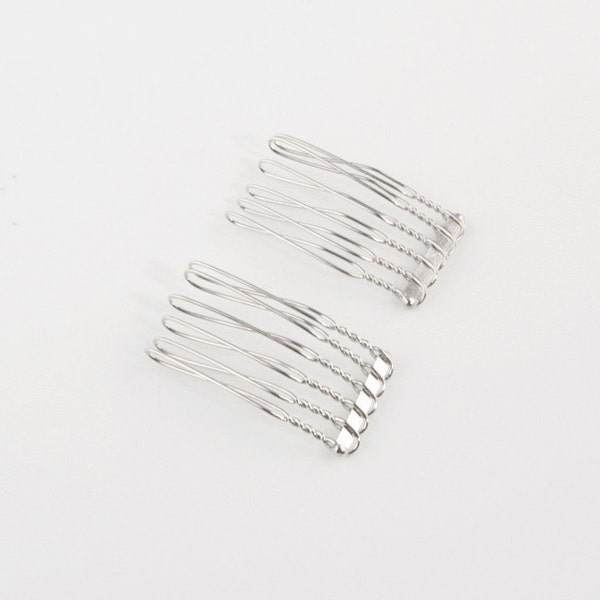 DYI Birdcage Veil Gold or Silver Wedding 1" 1 inch (3 cm) 6 teeth  small wide mini twisted wire metal combs