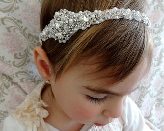 Wedding flower girl communion headband communion headpiece Girls Communion Baptism Christening Vintage Inspired Wedding