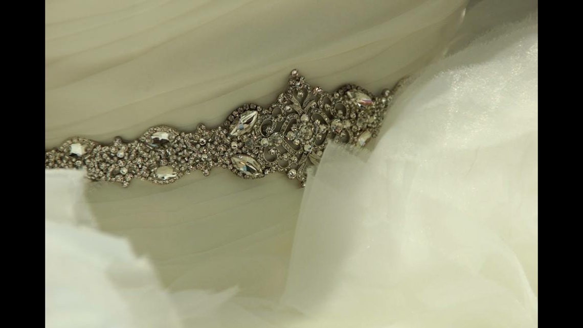 Wedding Dress Gown Crystal Jeweled Belt Embellishment Brooch Etsy