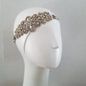 Carina Bridal Hair Rhinestones Crystal  Side Headpiece Headband Ribbon