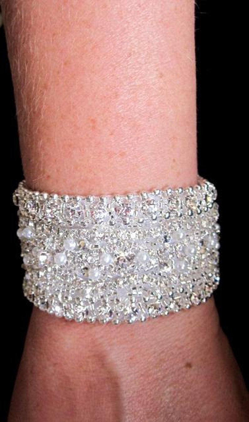 Wedding Bridal Crystal Bracelet Cuff Bangle image 4