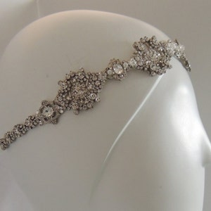Helen Wedding bridal crystal headpiece headband rhodium plated vintage inspired image 2