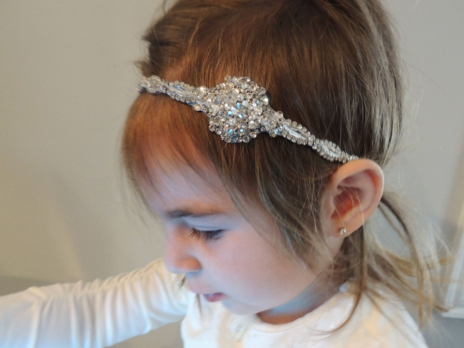 Baby Girl Christening Headpiece Flower Girl Headband Baby Etsy