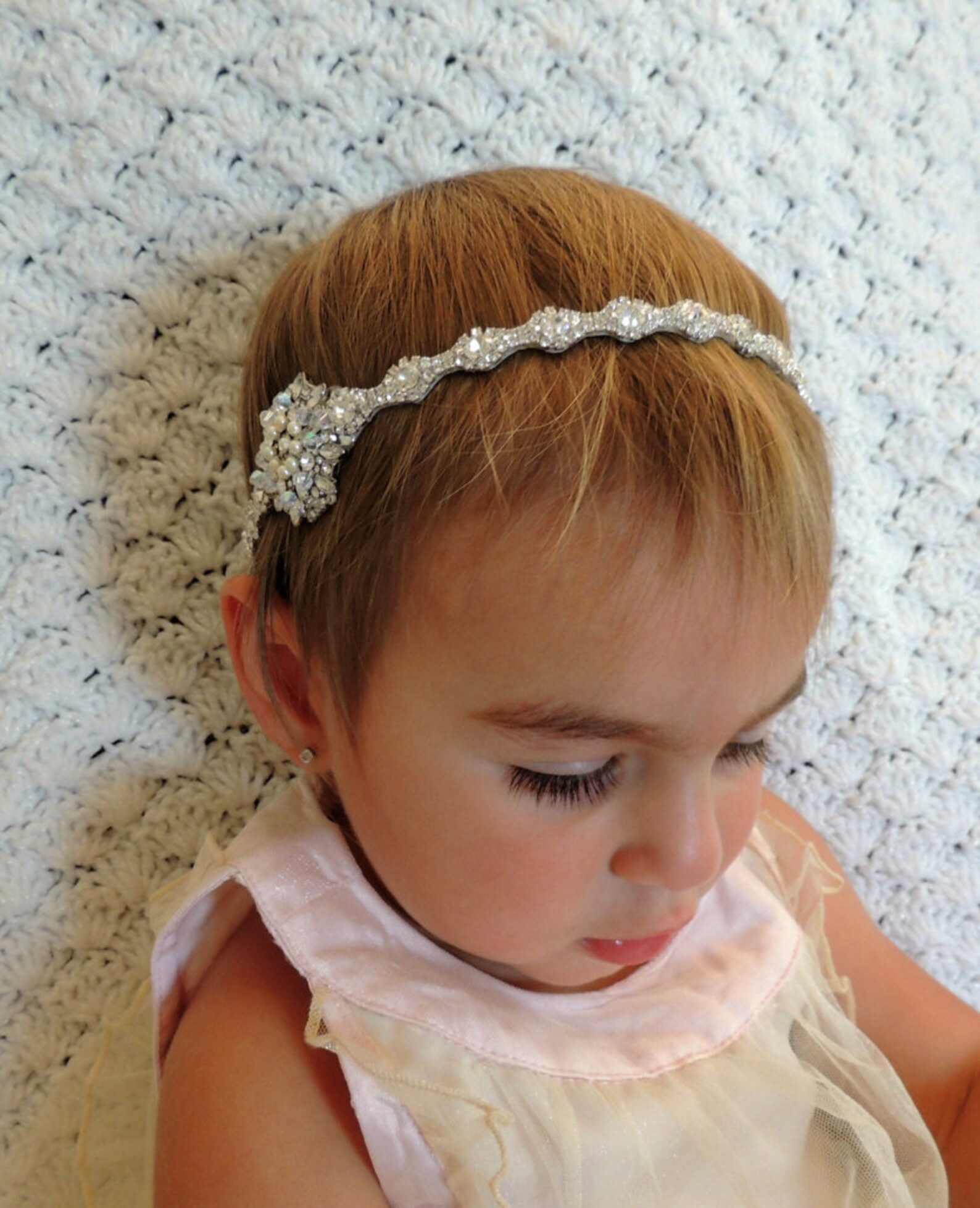 Baby Girl Christening Headpiece Flower Girl Headband Baby Etsy