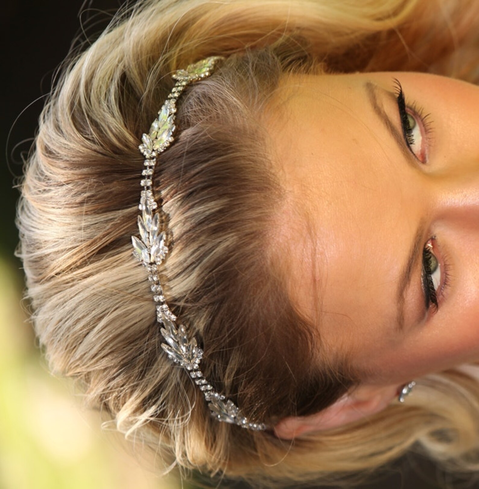 Zara Rhinestone Headband Diamond Leaves Headwrap Wedding Etsy