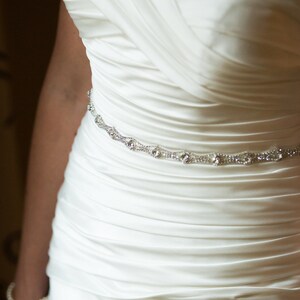 Bridal Sash, Rhinestone Sash, Wedding Dress Sash, Crystal Belt, Embellishment, Applique Thin Trim image 1