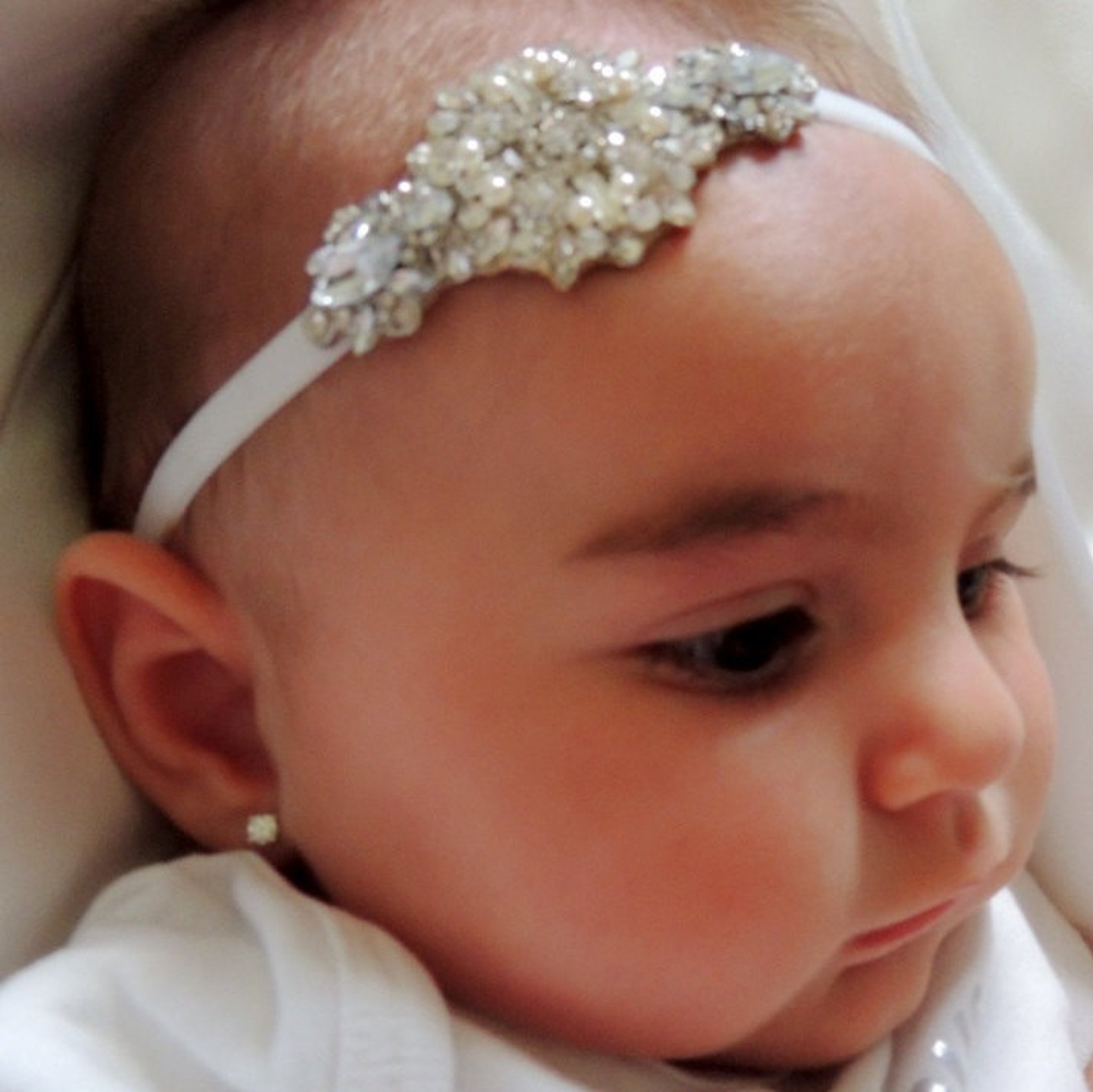 Baby Girl Christening Headpiece Flower Girl Headband Baby Etsy