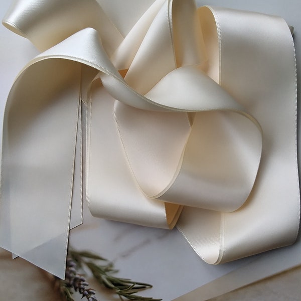 True Ivory 2" 50mm Wide Silky Satin Ribbon Wedding Gown Sash