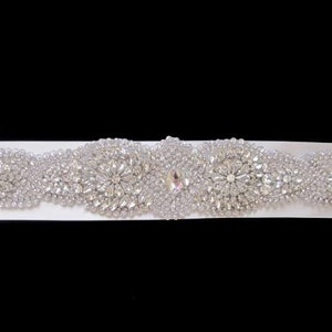 Wedding bridal dress gown beaded jeweled crystal belt embellishment image 2