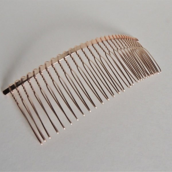 Wedding veil comb DIY twisted wire metal comb rose gold tone